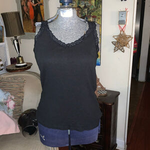 Women's George Black Lace Trim Tank Top M